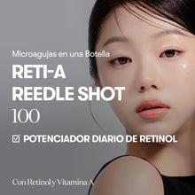 Cargar imagen en el visor de la galería, VT COSMETICS Reti-A Reedle Shot 100, suero con microagujas y retinol (vitamina A), exosoma reparador, ideal para principiantes, mejora textura y luminosidad, potenciador coreano para la piel (50ml)
