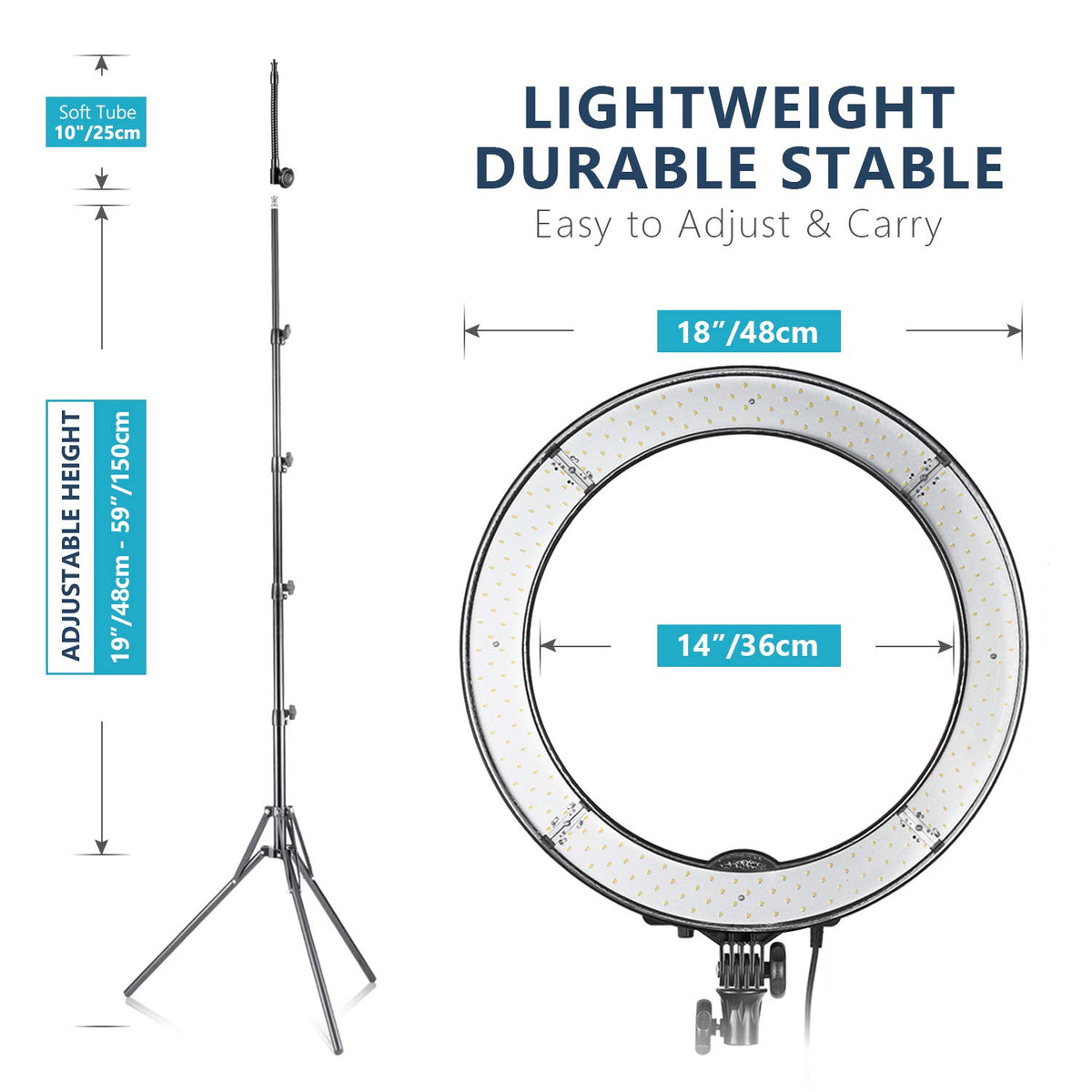 Aro de Luz LED Regulable Iluminación Kit 48cm Exterior 52W 5500K